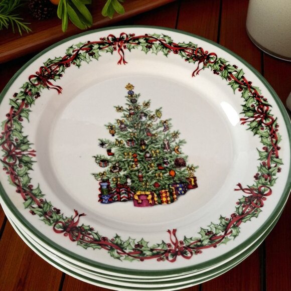 4 Traditions Holiday Celebrations by Christopher Radko 8” Salad Plates, Holiday - Picture 3 of 10